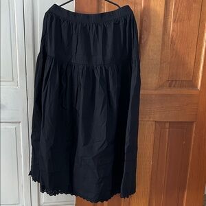 Quince 100%Organic Cotton Poplin Pintuck Maxi Skirt Black M